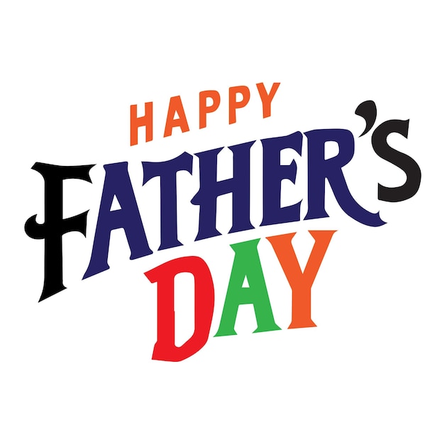 Happy Fathers Day with dad and children silhouettes a Typography Vector greeting card with a nice