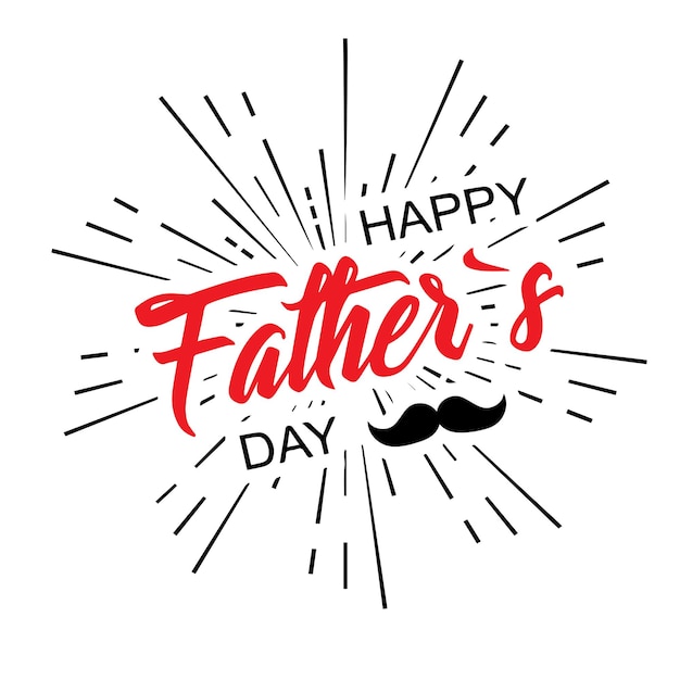 Happy Fathers Day with dad and children silhouettes a Typography Vector greeting card with a nice