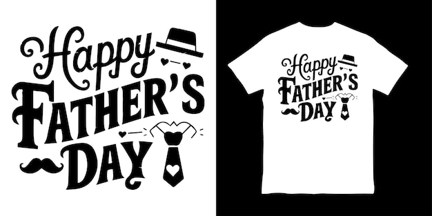 Happy Fathers Day with Hat sunglass tie mustache heart shapes scattered around Tshirt design