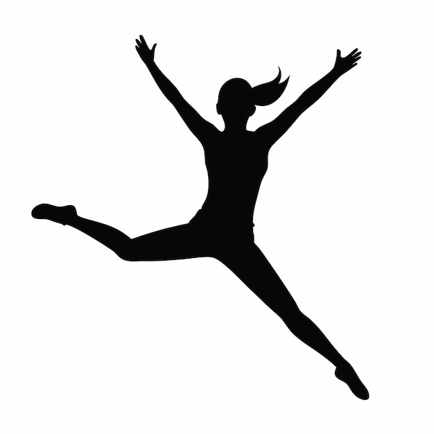 happy female jumping in the air vector Silhouette