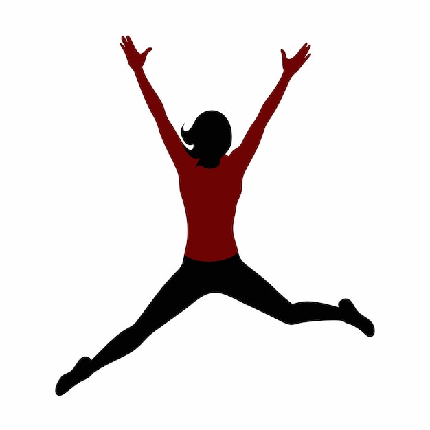 happy female jumping in the air vector Silhouette