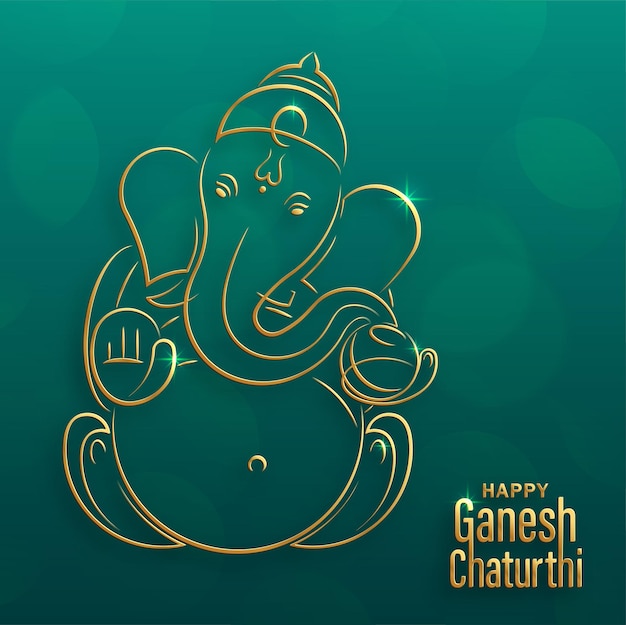 Happy festival of Ganesh Chaturthi with gold lord Ganesha illustration