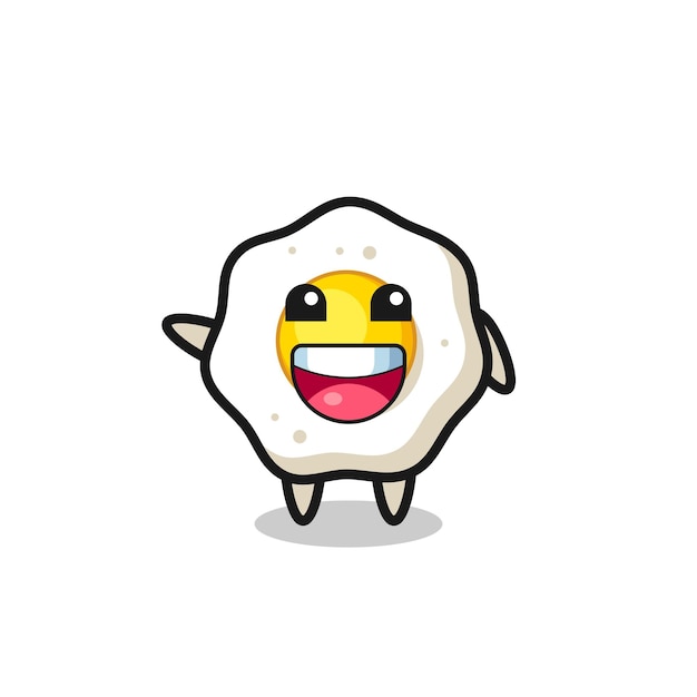 Happy fried egg cute mascot character  cute design