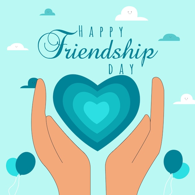 Happy Friendship Day Friendship Heart Vector and Illustration Heart  Hands Balloon