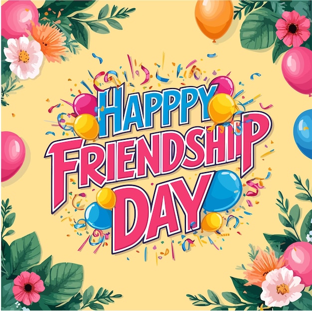 Vector happy friendship day fun lettering design bold typography vector illustration for celebrating inter