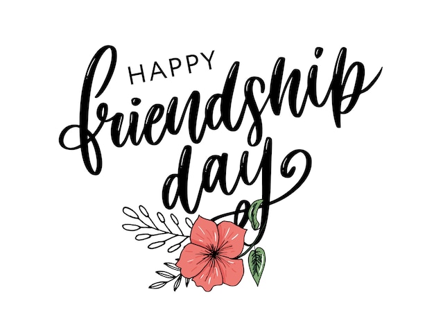 Happy friendship day greeting in fashion style with lettering