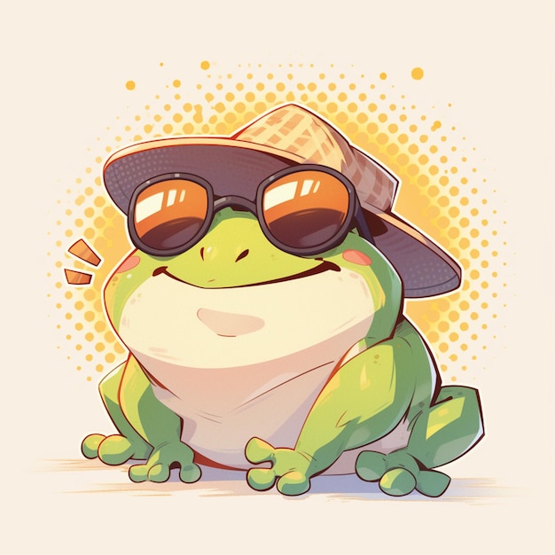 A happy frog actor cartoon style