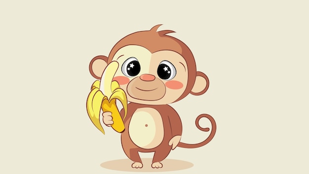 A happy funny monkey smiling Illustration Of Cute Monkey Holding Banana