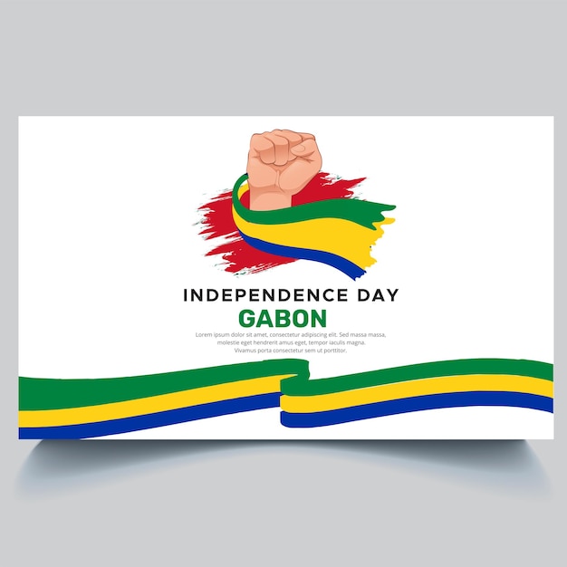 Happy Gabon independence Day Banner and hand flag design vector