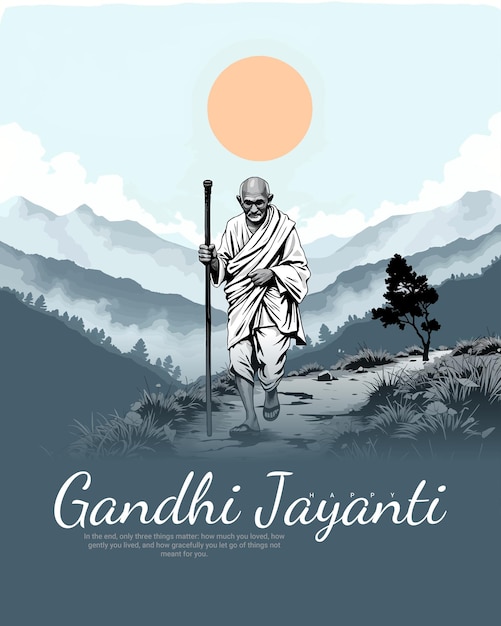 Happy Gandhi jayanti social media post banner template