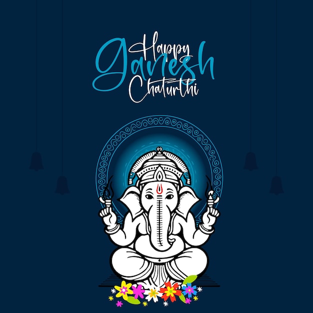 Happy Ganesh Chaturthi digital art work post design free design