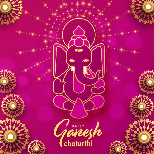 Vector happy ganesh chaturthi greetings festival vector illustration design