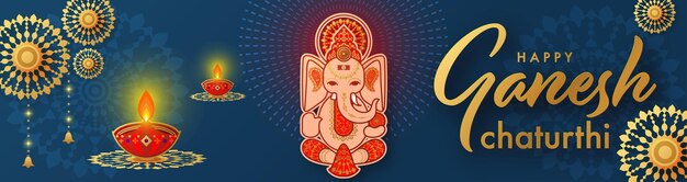 Vector happy ganesh chaturthi greetings festival