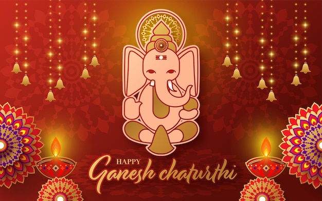 Vector happy ganesh chaturthi greetings festival