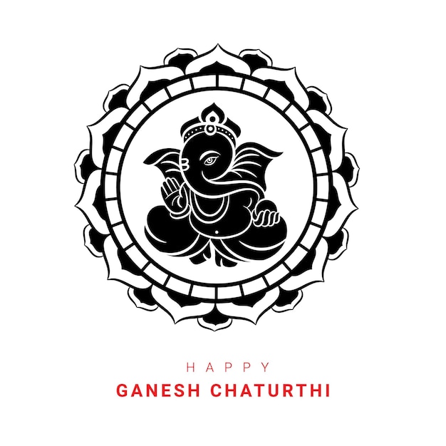 Happy Ganesh Chaturthi greetings with lord ganesha and mandala art