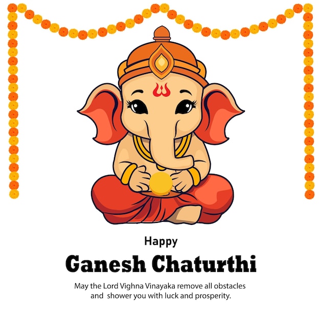 Happy Ganesh Chaturthi Indian Hindu Festival Vector Celebration