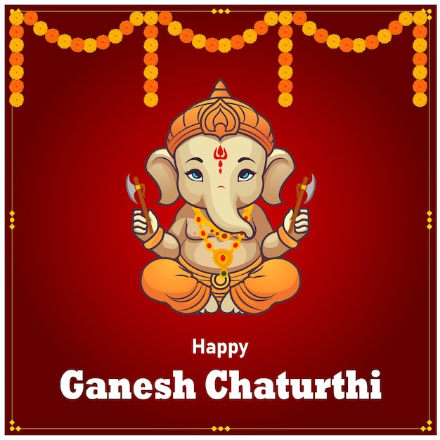 Happy Ganesh Chaturthi Indian Hindu Festival Vector Celebration