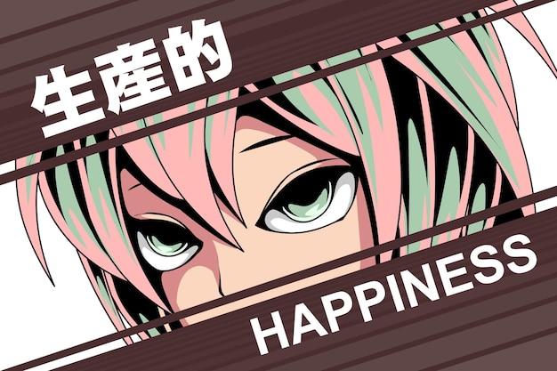 happy girl anime comic manga style