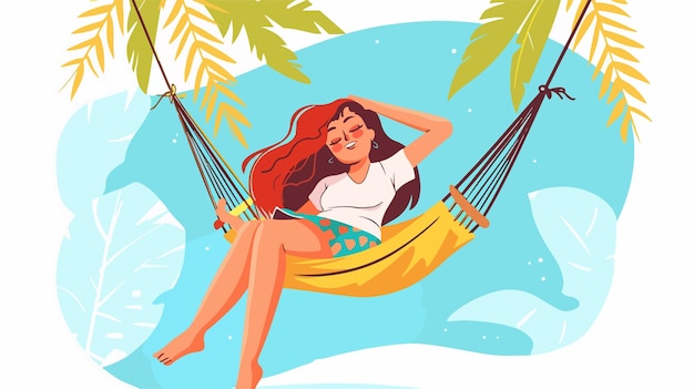 Happy Girl Leisure Time Flat Icon Vector Illustration