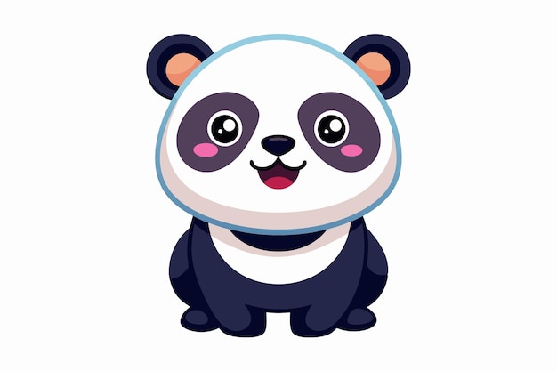 happy glancing cute little panda illustration