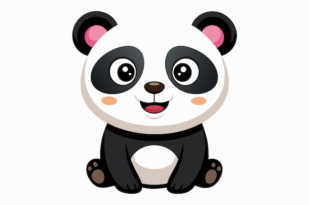 happy glancing cute little panda illustration