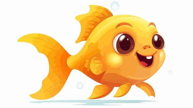 Vector happy gold yellow fish smiling joyfully