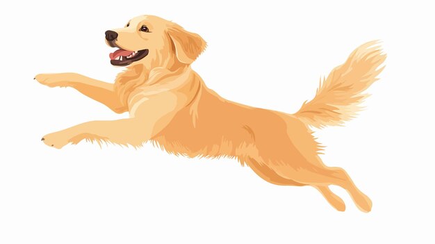 Vector happy golden retriever jumping energetic canine in action