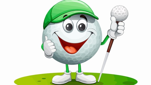 Vector happy golf ball mascot man illustration