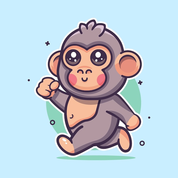 happy gorilla animal character mascot running isolated cartoon