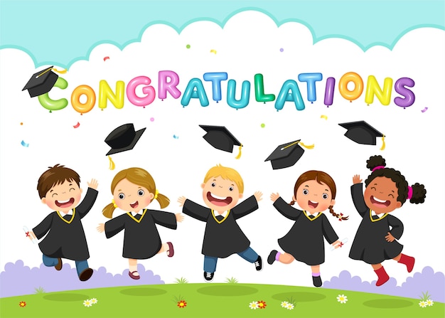 Happy graduation day. illustration of students celebrating graduation