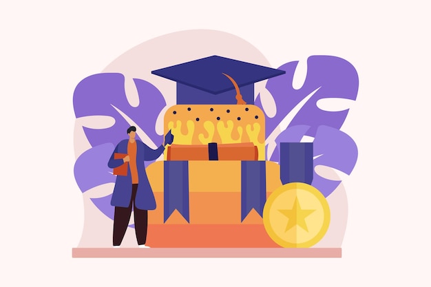 Vector happy graduation flat illustration design