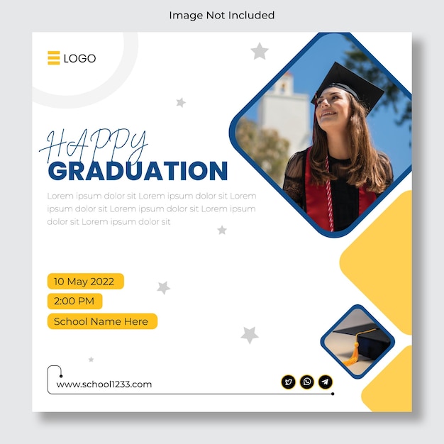 Happy graduation social media post template Premium banner Vector