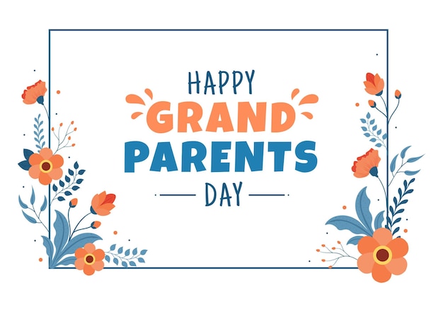 Happy Grandparents Day Cute Cartoon Illustration