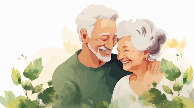 Vector happy grandparents day cute couple grandparents laughing