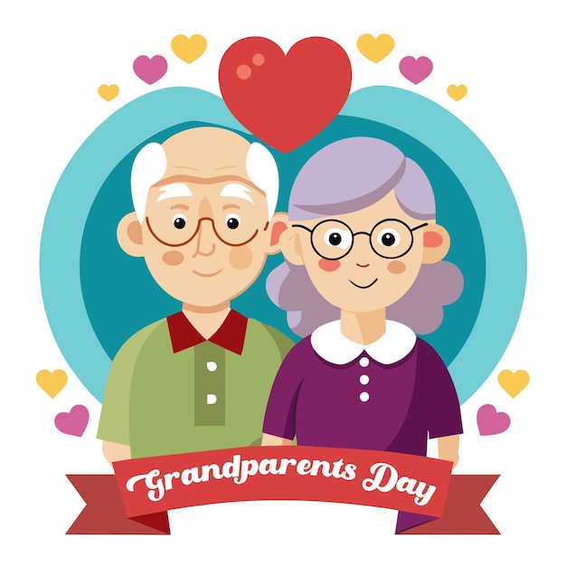 Vector happy grandparents day a joyful journey with an elderly couple and their simple sign