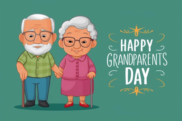 Happy grandparents day poster International holiday and festival Grandfather and grandmother Elde