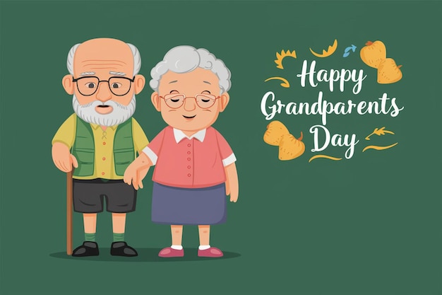 Happy grandparents day poster International holiday and festival Grandfather and grandmother Elde