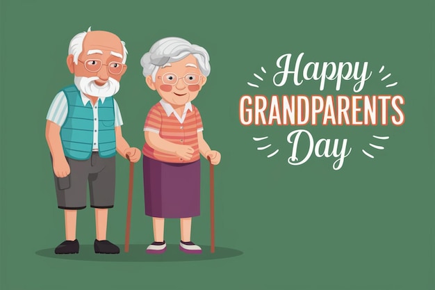 Happy grandparents day poster International holiday and festival Grandfather and grandmother Elde