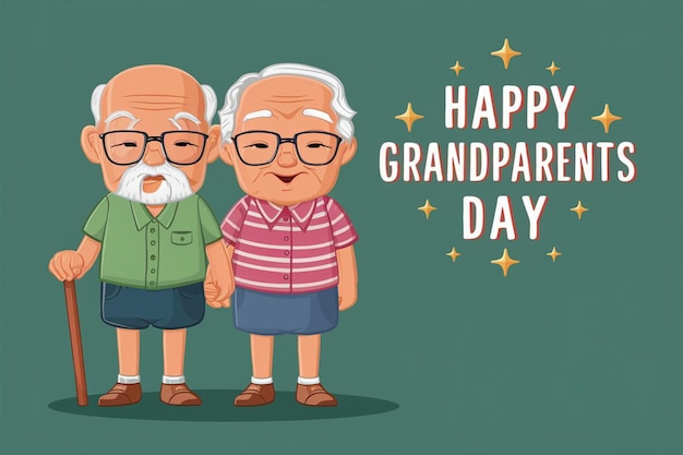 Happy grandparents day poster International holiday and festival Grandfather and grandmother Elde