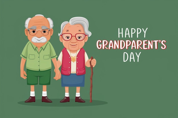 Happy grandparents day poster International holiday and festival Grandfather and grandmother Elde