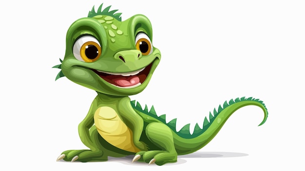 Happy Green Cartoon Iguana Illustration