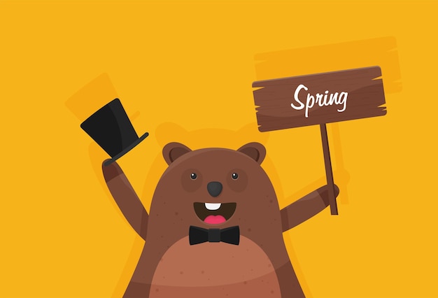 Happy Groundhog Day design with cute groundhog