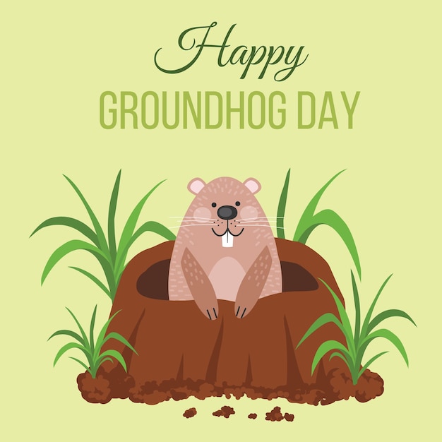 Happy Groundhog Day Vector poster