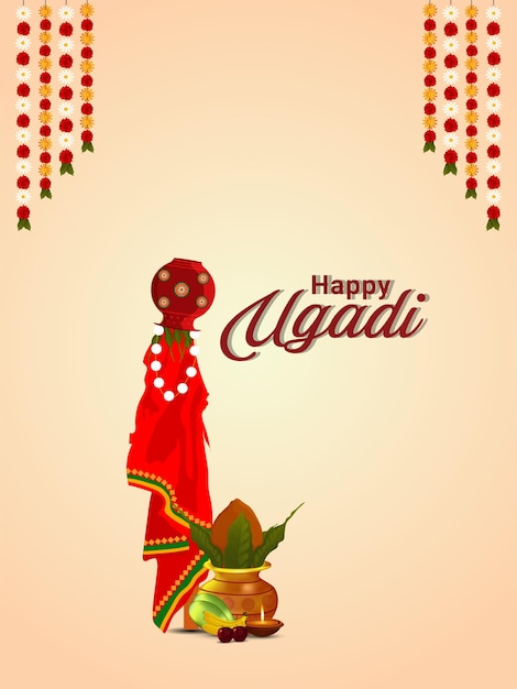 Happy gudi padwa celebration background with creative illustration