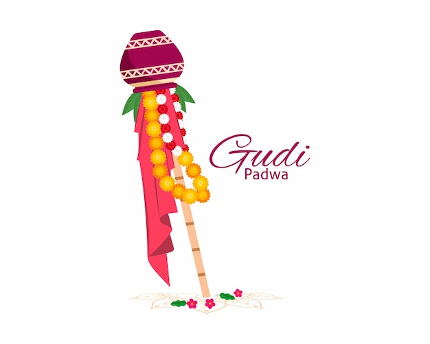 Vector happy gudi padwa is celebrated as a new year for marathi and hindu people