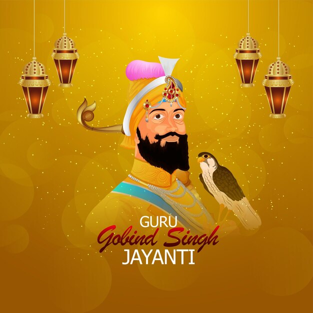 Happy guru gobind singh jayanti with vector illustration