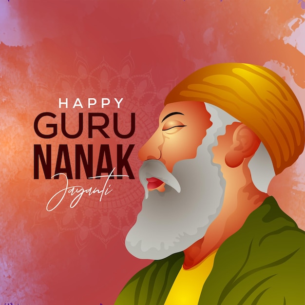 Happy guru nanak jayanti celebration greeting card