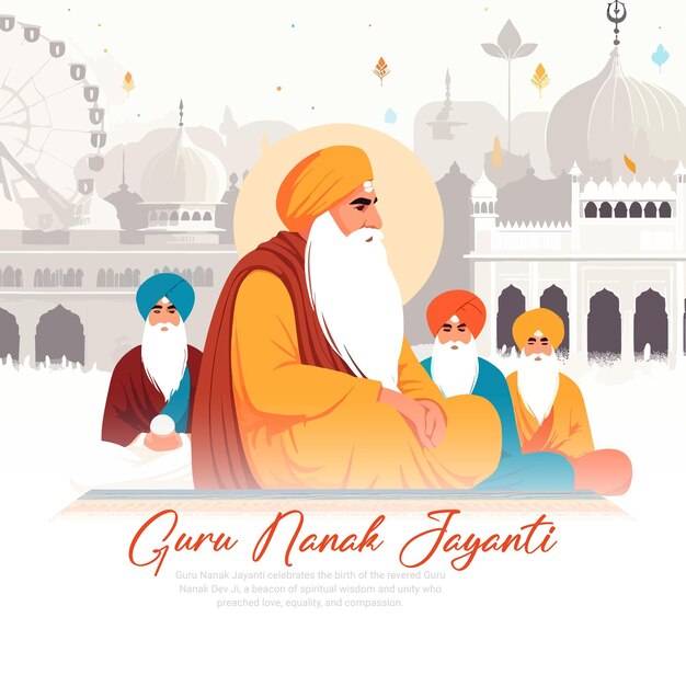 Vector happy guru nanak jayanti and sikh festival social media post banner template