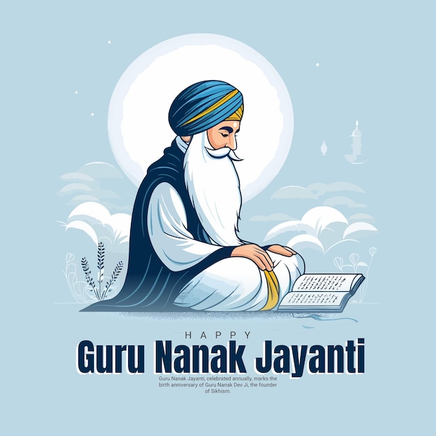 Vector happy guru nanak jayanti social media post banner template