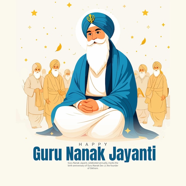 Vector happy guru nanak jayanti social media post banner template